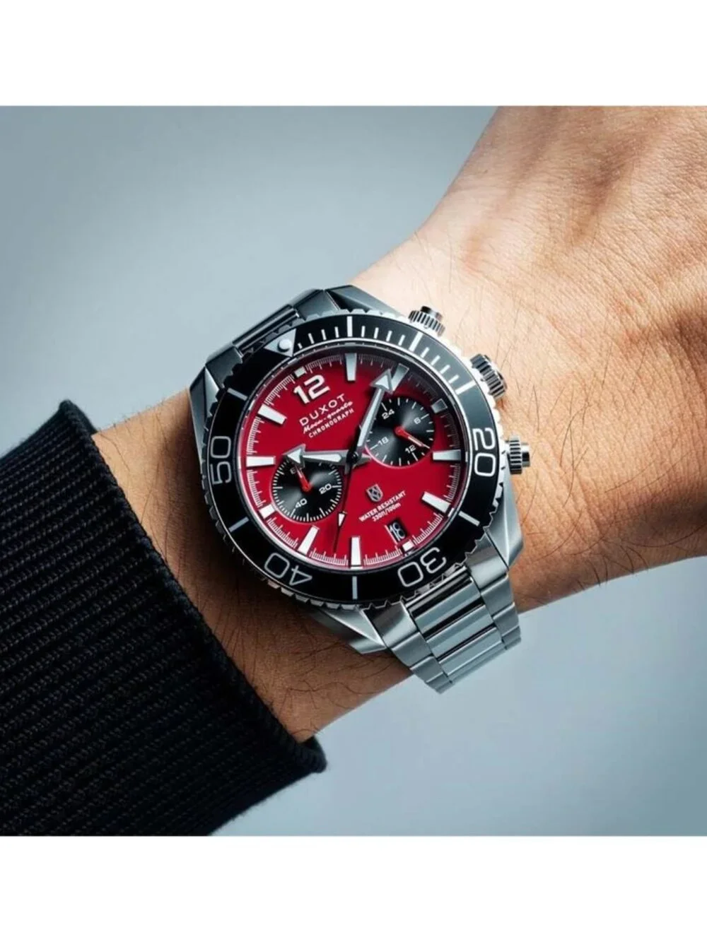 NWT Duxot Tiburon Chronograph Quartz Red Dial Men's Watch